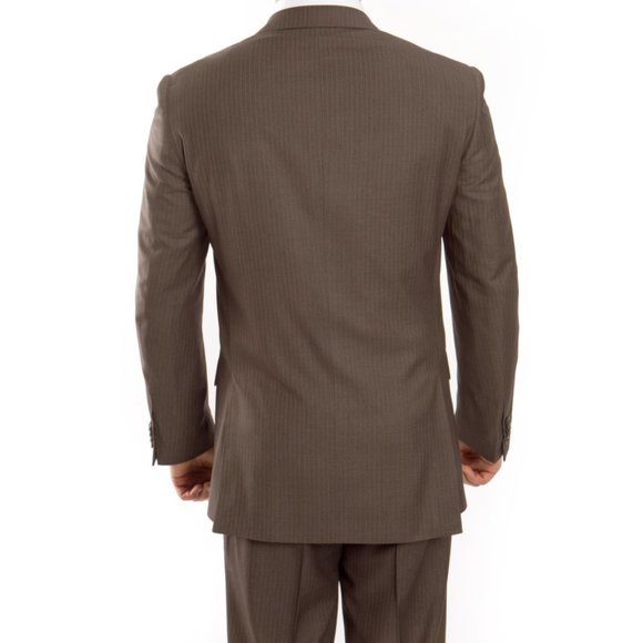 Modern Fit Pinstriped Mens 2-Piece Suit Set, Taupe - Picture 5 of 5